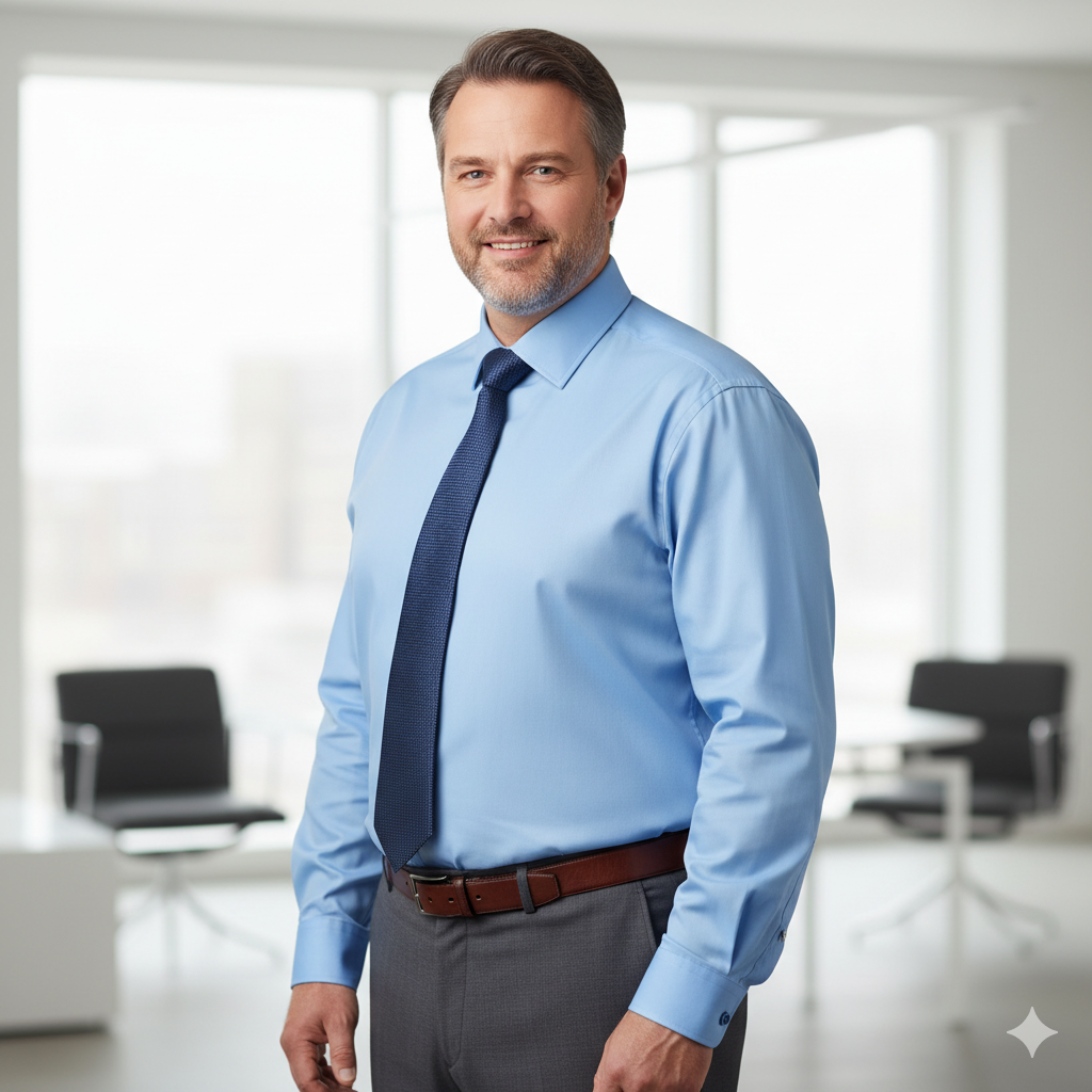 Business-Hemd Comfort Fit in Übergrösse an einem Plus-Size-Model