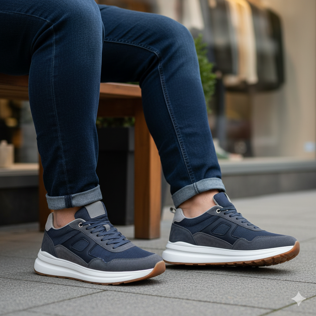 Breiter Freizeitsneaker mit gepolstertem Schaftrand und komfortabler, gut gedämpfter Sohle.